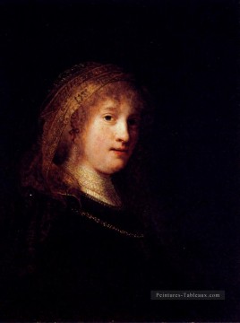 Saskia portant un portrait de Veil Rembrandt Peinture à l'huile